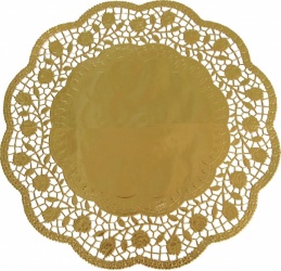 Papírové krajky dekorativní kulaté, zlaté O 30 cm [4 ks]