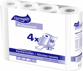 Papírové utěrky kuchyňské tissue 3-vrstvé "Harmony Profesionál" 50 útržků (4ks)