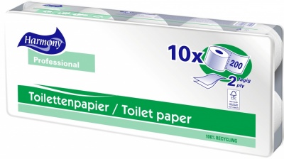 Toaletní papír 2-vrstvý "Harmony Professional" 200 útržků [10 ks]