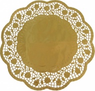 Papírové krajky dekorativní kulaté, zlaté O 32 cm [4 ks]