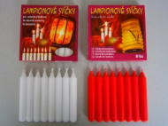 Svíčka lampionová - hladká- červená 8ks O 13,5mm, délka 95mm  V kartonu 32 balení