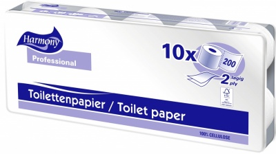Toaletní papír tissue 2-vrstvý "Harmony Profesionál" 200 útržků (10ks) 