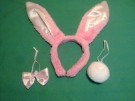 Playboy set růžový - čelenka uši, motýlek, ocásek  