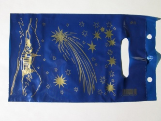 Igelitová PE taška vánoční kometa modrá 200x300mm(bal.100ks-cena za 1ks)