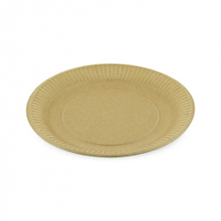 Papírové talíře mělké, hnědé nepromastitelné prům. 23cm [100 ks]