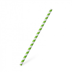 Slámka papírová JUMBO zelená spirála 25 cm, O 8 mm [100 ks]