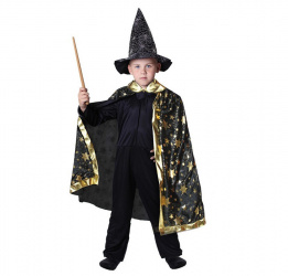 Kostým karnevalový - dětský kouzelnický plášť černý