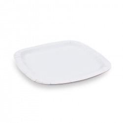 Papírové talíře čtvercové,bílé (PAP-100% celulóza)  24x24cm [100 ks]