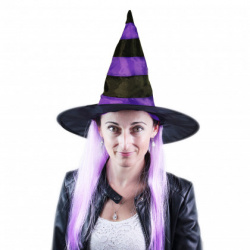 Klobouk s vlasy čarodějnický Halloween dospělý