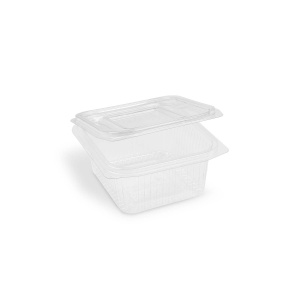 Miska hranatá, průhledná s víčkem (rPET)  500 ml [50 ks]