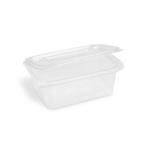 Miska hranatá, průhledná s víčkem (rPET)  1000 ml [50 ks]