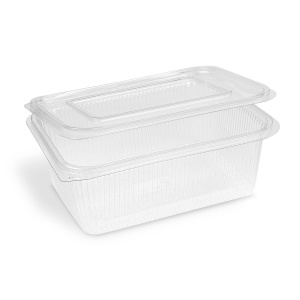 Miska hranatá, průhledná s víčkem (rPET)  2000 ml [50 ks]