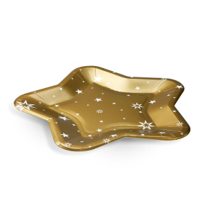 Papírové talíře zlaté, tvar hvězdy (PAP-FSC Mix) O 25cm [6 ks]