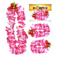 Kostým karnevalový- sada Hawaii, 3ks - růžová