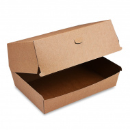 Box na hamburger hnědý PLUS 19,5 x 13,5 x 10 cm, nepromastitelný [50 ks]