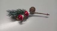 Přízdoba vánoční -  jehličí a list, 2x mochumorka + šištička, asi 15x5 cm