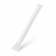 Slámka papírová bílá `JUMBO` (PAP-100%celulóza) O12mm x 23cm jednotlivě balená [100 ks]